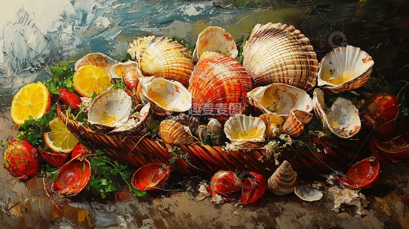 高清大图下载【趣麦麦图】油画海扇蛤