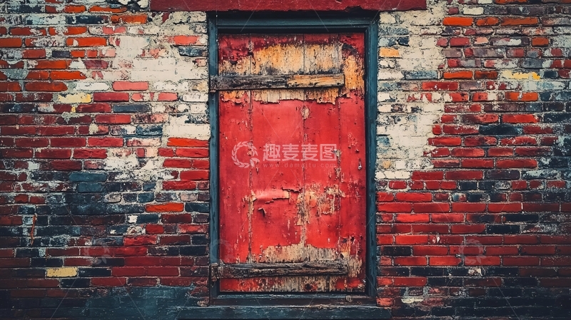 高清大图下载【趣麦麦图】斑驳的朱红大门背景