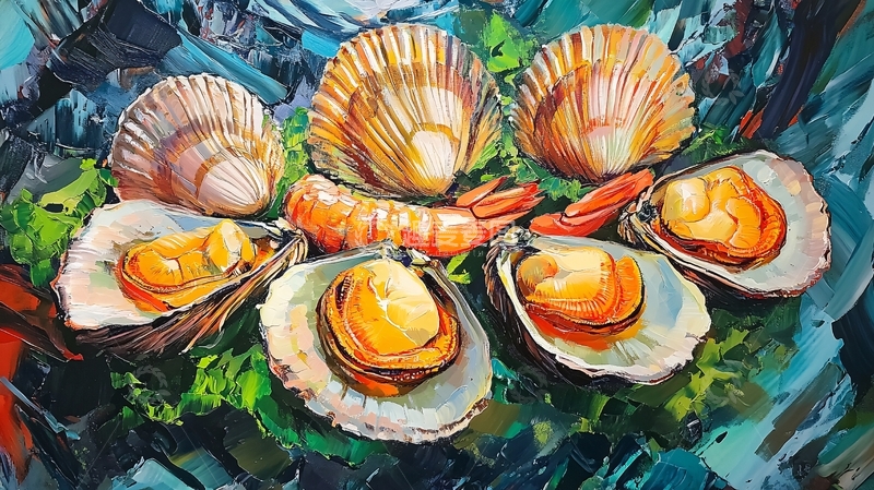 高清大图下载【趣麦麦图】粉丝扇贝插画