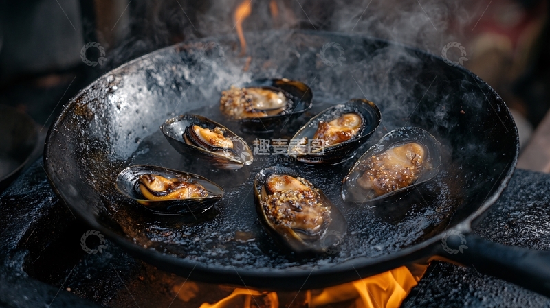 高清大图下载【趣麦麦图】火焰鲜鲍