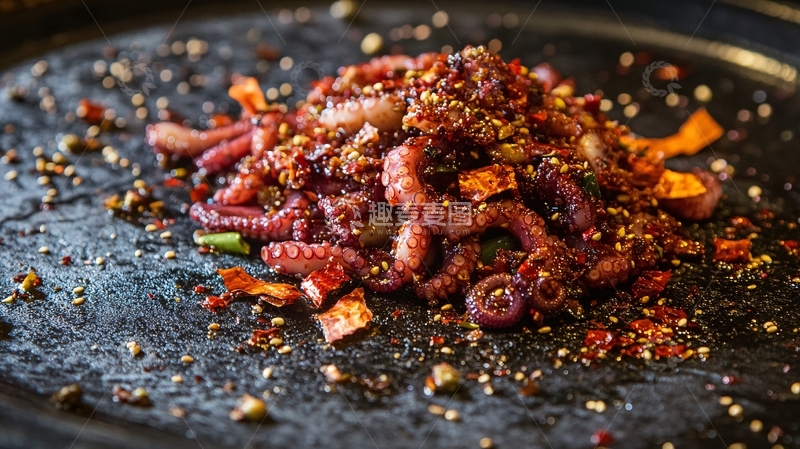 高清大图下载【趣麦麦图】石板辣甜鱿鱼须
