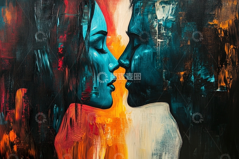 高清大图下载【趣麦麦图】情侣抽象画1