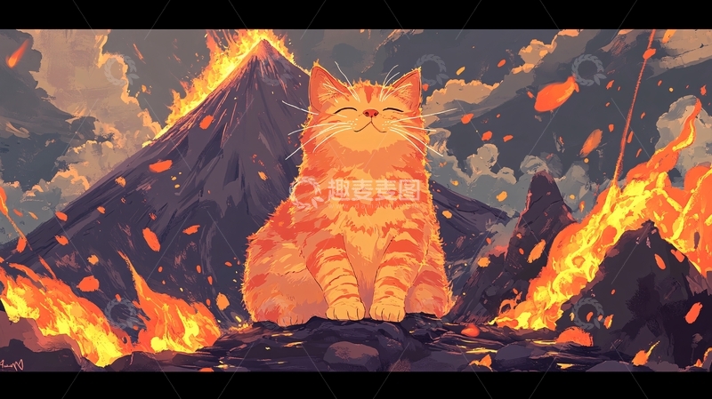 高清大图下载【趣麦麦图】猫在火山爆炸面前3