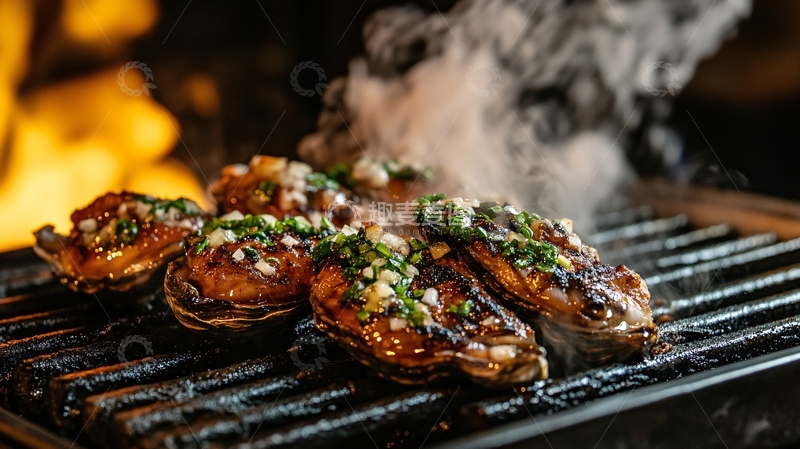 高清大图下载【趣麦麦图】五香蒜烤生蚝
