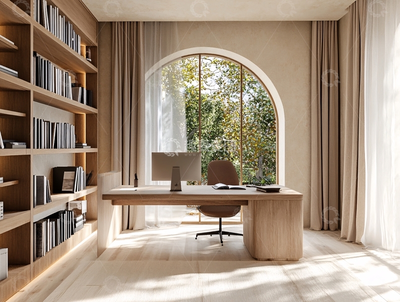 高清大图下载【趣麦麦图】暖色书房