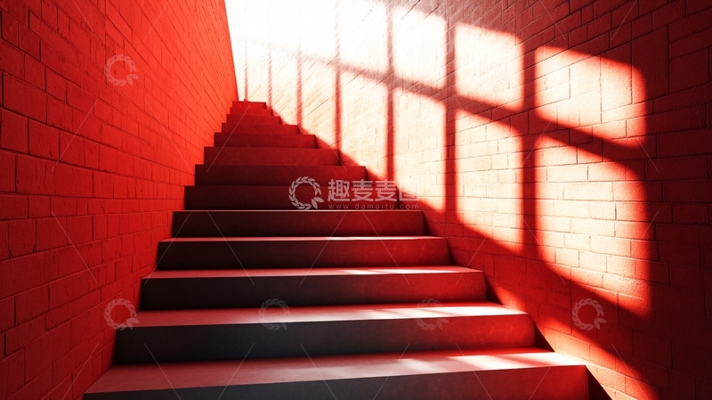 高清大图下载【趣麦麦图】红色台阶