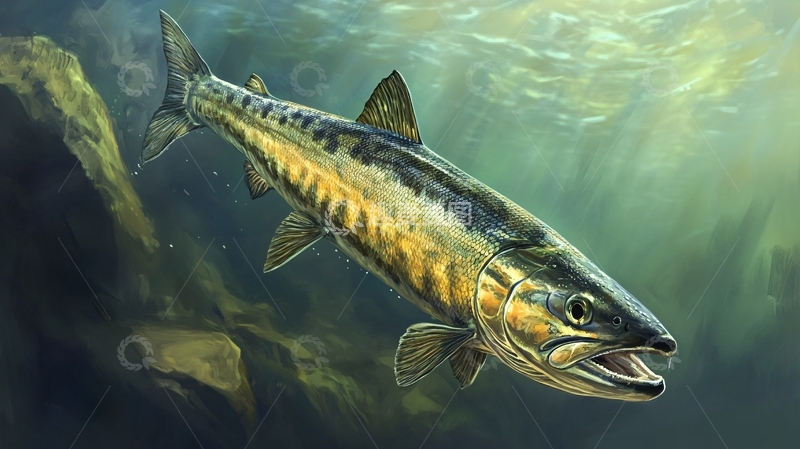 高清大图下载【趣麦麦图】鲟龙鱼插画