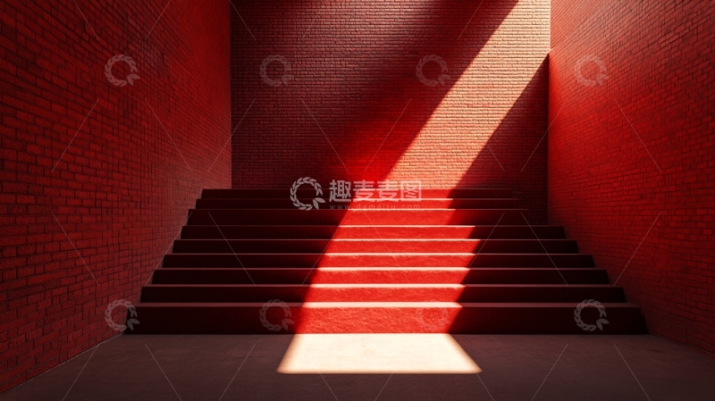 高清大图下载【趣麦麦图】红色台阶1