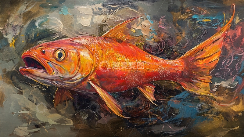 高清大图下载【趣麦麦图】油画锦鲤1