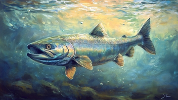 活力鲑鱼水中游