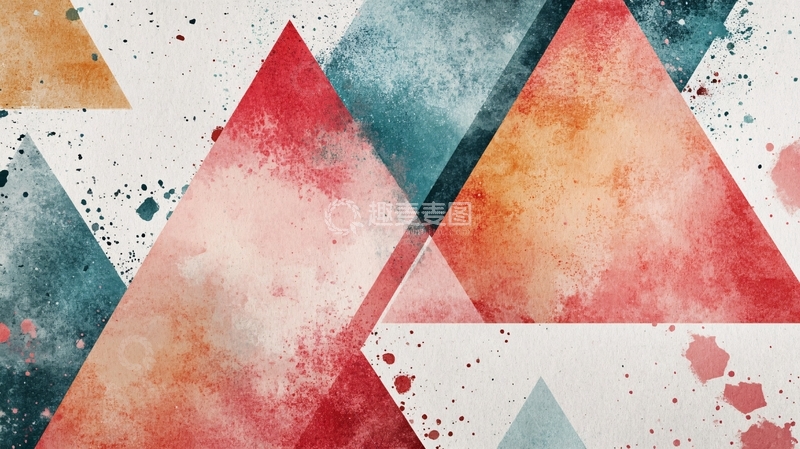 高清大图下载【趣麦麦图】金字塔水彩马赛克海报