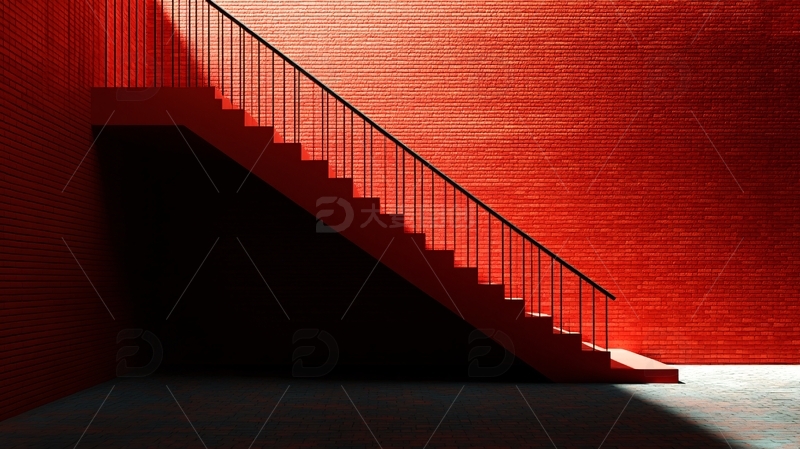高清大图下载【趣麦麦图】红色小区阶梯墙