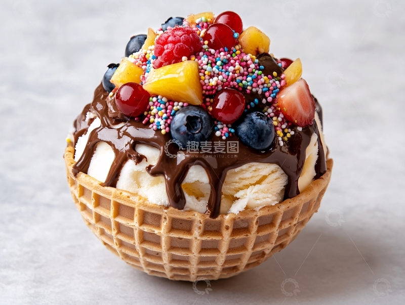 高清大图下载【趣麦麦图】华夫冰淇淋碗