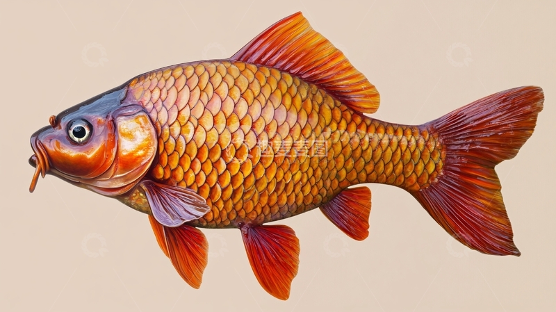 高清大图下载【趣麦麦图】卡通写实红鲤鱼