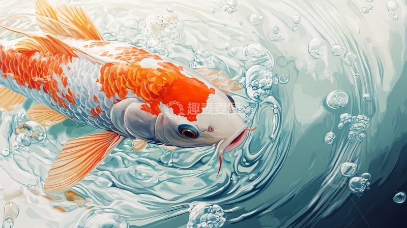 高清大图下载【趣麦麦图】插画锦鲤1