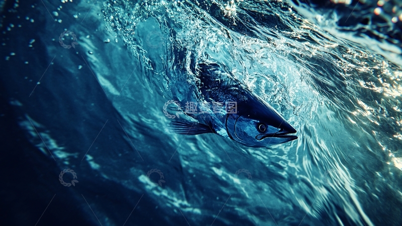 高清大图下载【趣麦麦图】蓝皮鲔鱼水中游