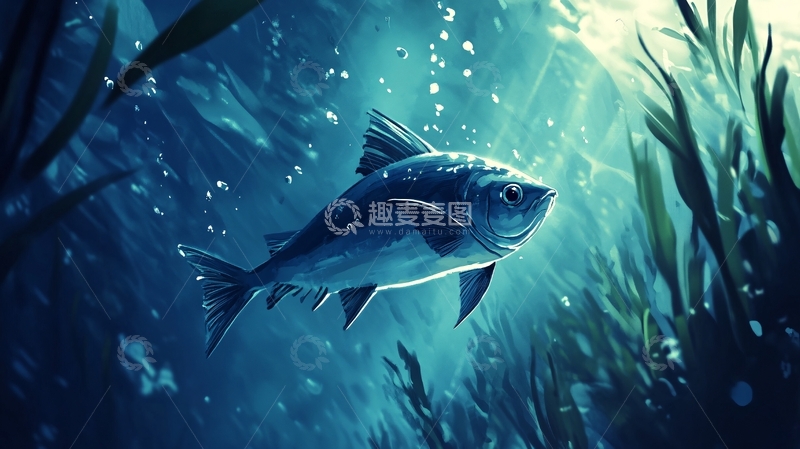 高清大图下载【趣麦麦图】野生鱼插画1