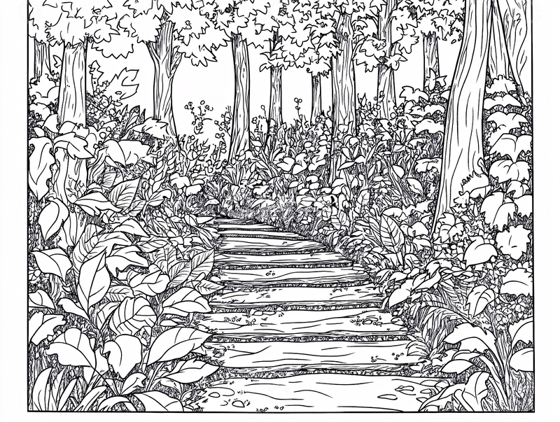 高清大图下载【趣麦麦图】林间小道手绘3