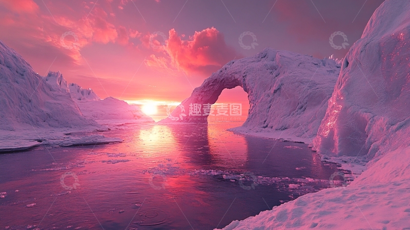 高清大图下载【趣麦麦图】梦幻舞台背景南极冒险