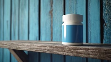 药品瓶木质背景