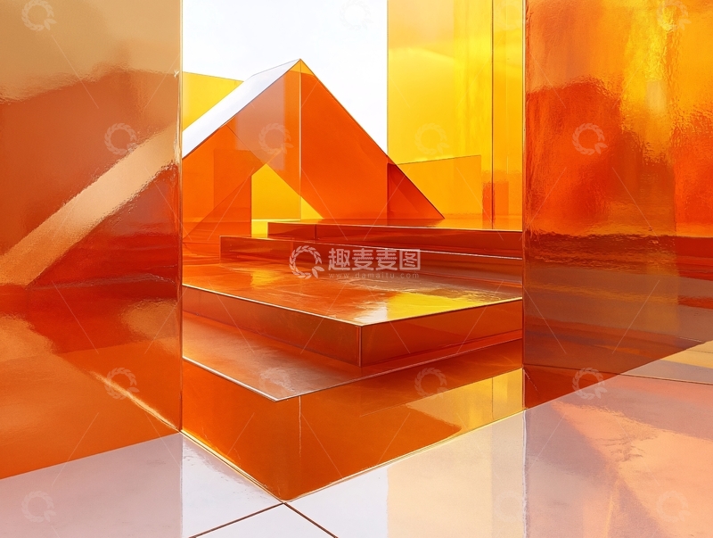 高清大图下载【趣麦麦图】橘色立体几何画