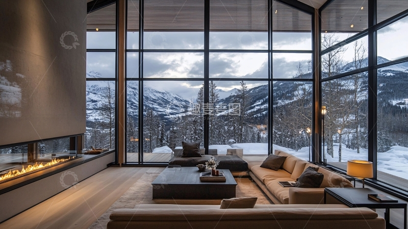 高清大图下载【趣麦麦图】雪山下的酒店