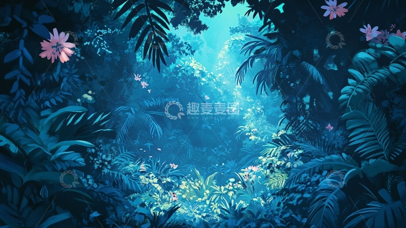高清大图下载【趣麦麦图】雨林插画