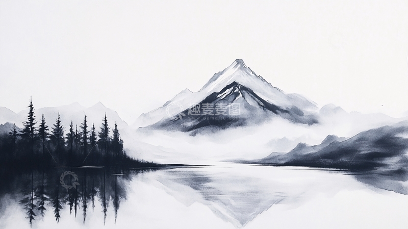 高清大图下载【趣麦麦图】倒影创意山水画