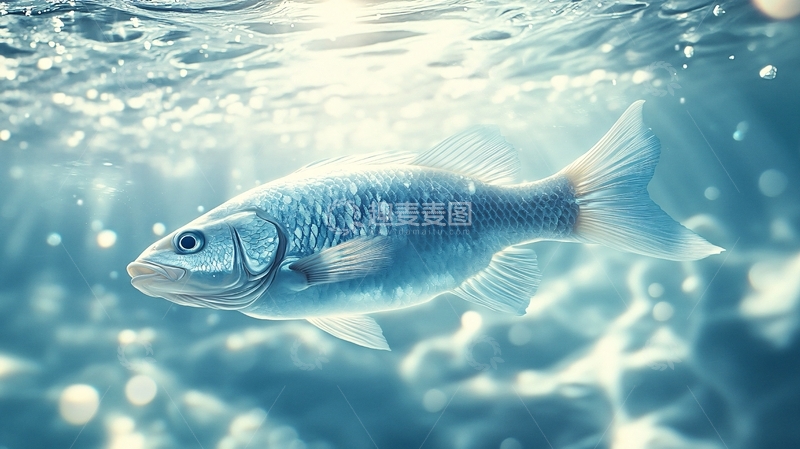 高清大图下载【趣麦麦图】银灰鳞片海鲈游动