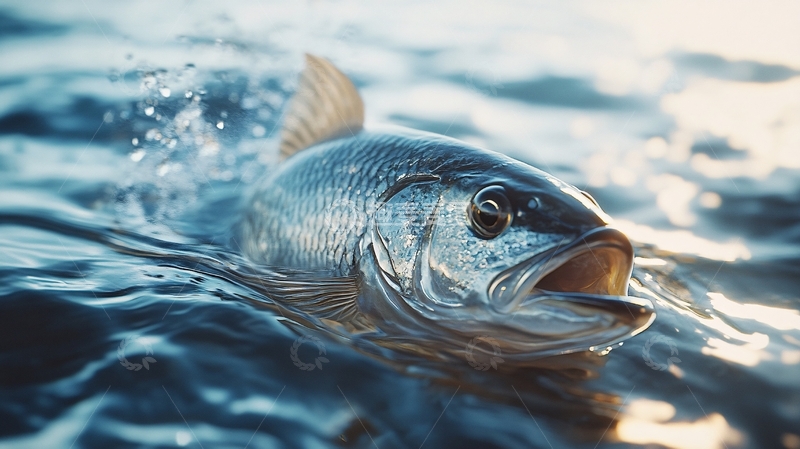 高清大图下载【趣麦麦图】鲤鱼咬钩特写1