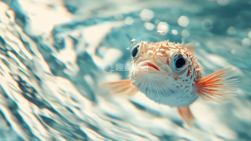 高清大图下载【趣麦麦图】红鳍河豚水中游5