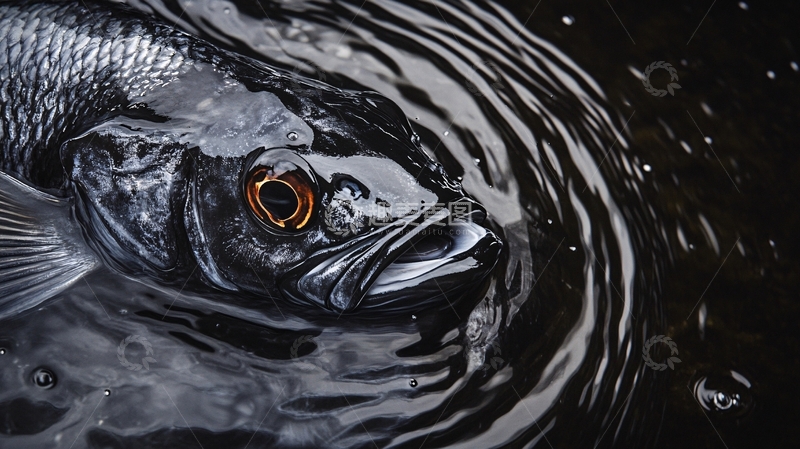 高清大图下载【趣麦麦图】鲤鱼咬钩特写