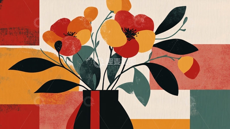 高清大图下载【趣麦麦图】植物扁平插画