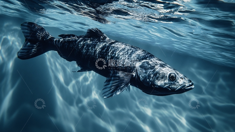 高清大图下载【趣麦麦图】黑鳕鱼水中游动