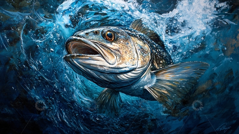 高清大图下载【趣麦麦图】黑鳕鱼游弋水波