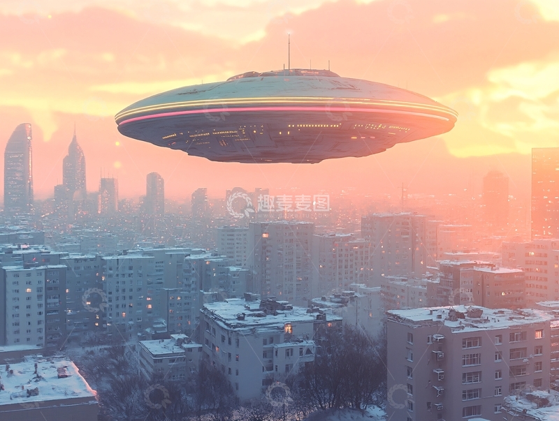 高清大图下载【趣麦麦图】未来都市外星飞船