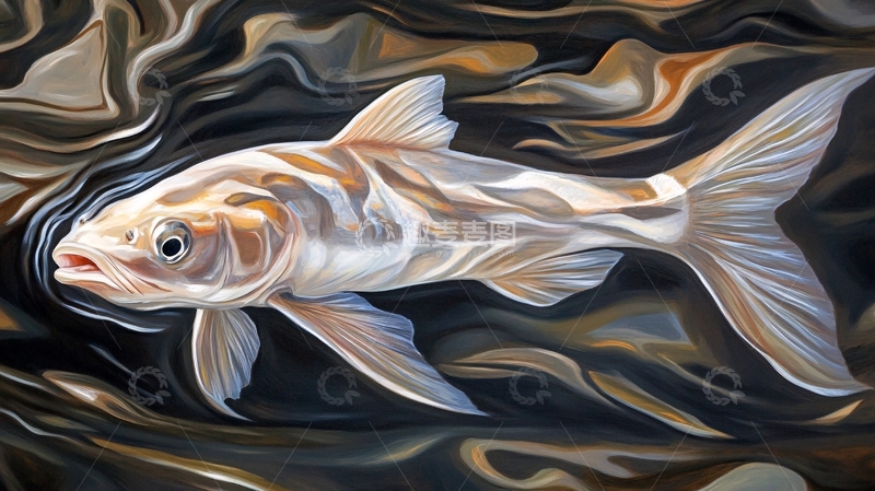 高清大图下载【趣麦麦图】现代鲤鱼壁画