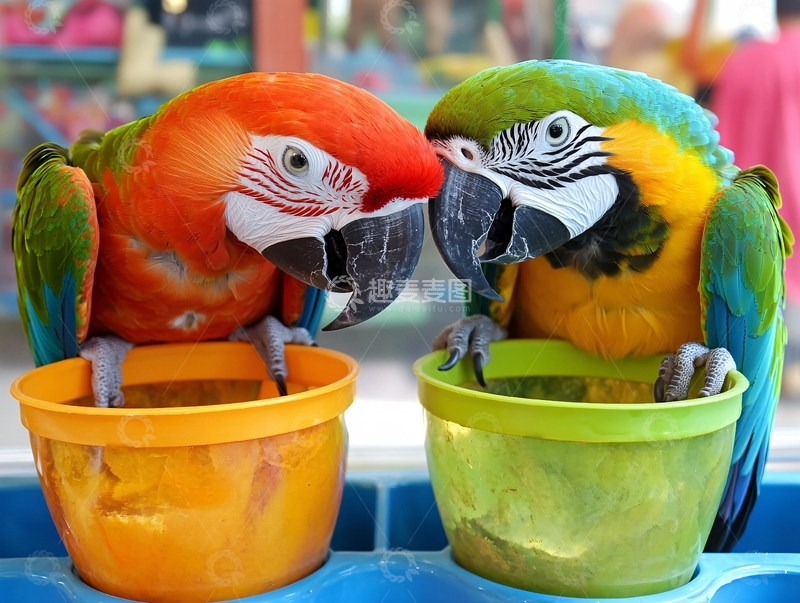 高清大图下载【趣麦麦图】相依相偎的鹦鹉