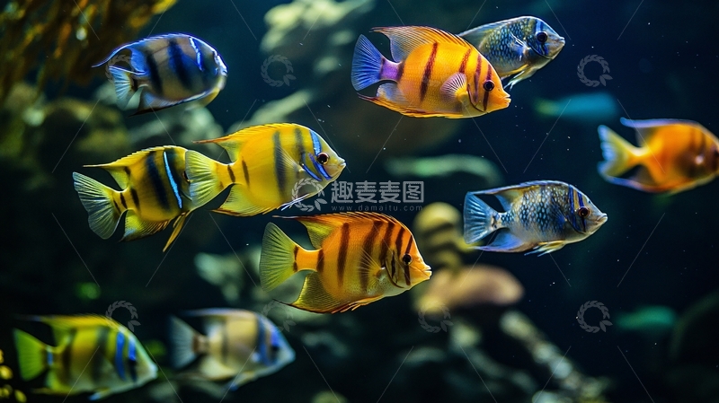 高清大图下载【趣麦麦图】虎皮鱼群