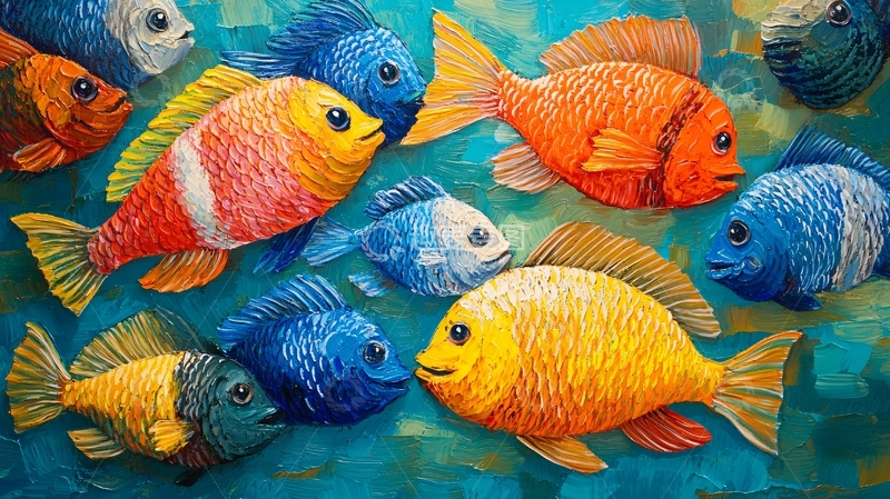 高清大图下载【趣麦麦图】很多鱼装饰画