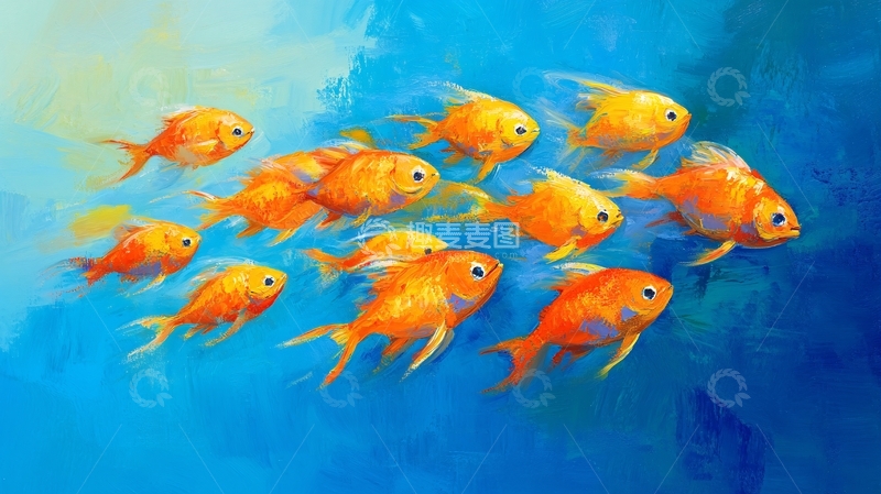 高清大图下载【趣麦麦图】金鱼油画