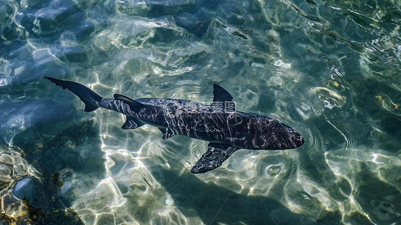 高清大图下载【趣麦麦图】正在觅食的鲨鱼