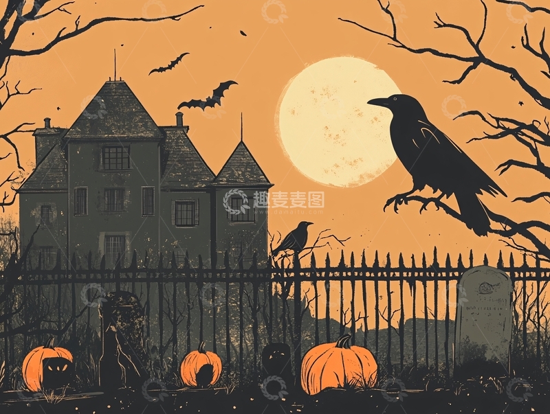 高清大图下载【趣麦麦图】万圣节乌鸦