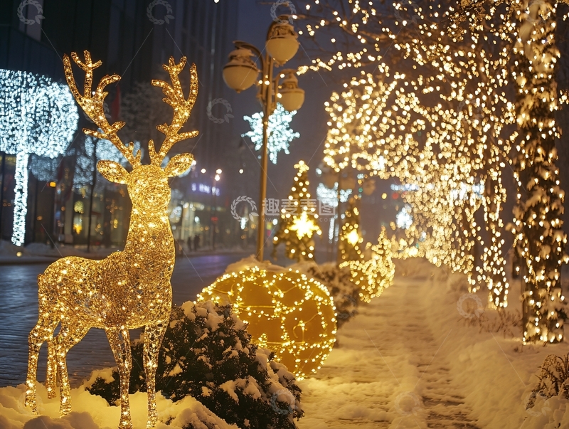 高清大图下载【趣麦麦图】驯鹿灯展