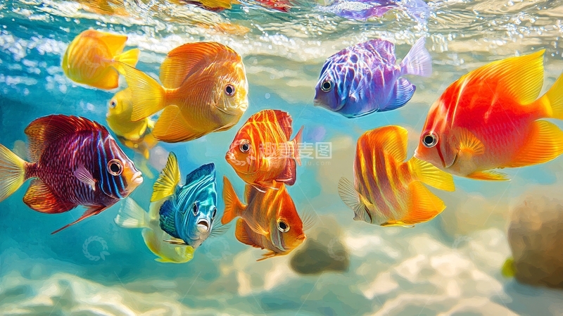 高清大图下载【趣麦麦图】鱼群特写壁纸6