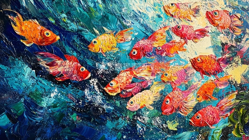 高清大图下载【趣麦麦图】油画锦鲤5