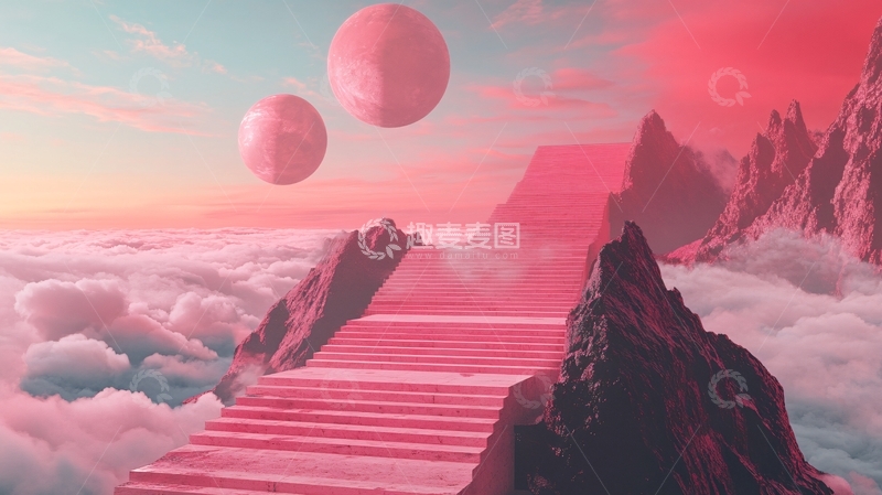 高清大图下载【趣麦麦图】奇幻粉色楼梯2