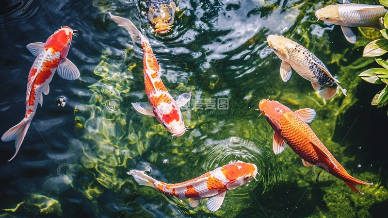 高清大图下载【趣麦麦图】池塘锦鲤特写