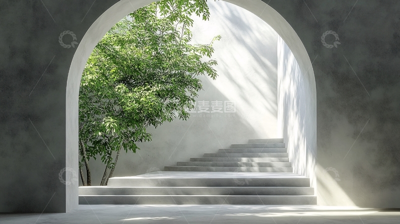 高清大图下载【趣麦麦图】绿树拱形门