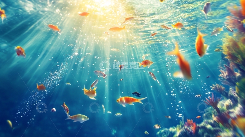 高清大图下载【趣麦麦图】阳光透海底